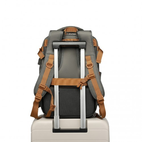 Water-Resistant Functional Backpack With Shoe Compartment And USB Charging Port - Grey