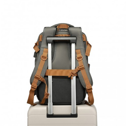 Water-Resistant Functional Backpack With Shoe Compartment And USB Charging Port - Grey