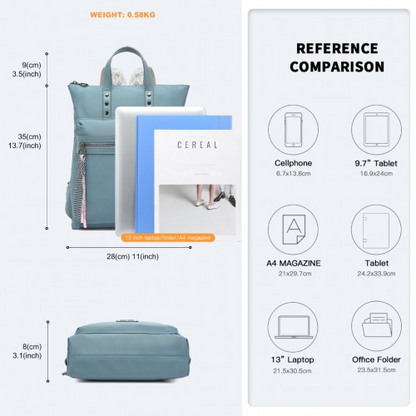 Miss Lulu Signature Style Backpack with Unique Details - Blue | Urban Elegance