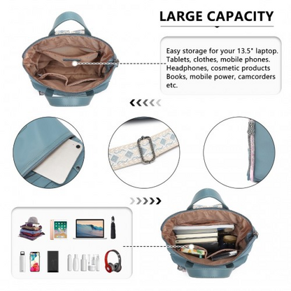 Miss Lulu Signature Style Backpack with Unique Details - Blue | Urban Elegance