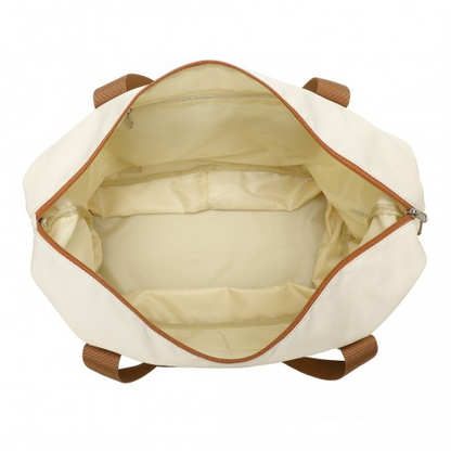 K1871-1L+EA2212 - Kono 6 Piece ABS Suitcase Set With 4 Wheel Design Including Vanity Case Weekend Bag And Toiletry Bag - Cream