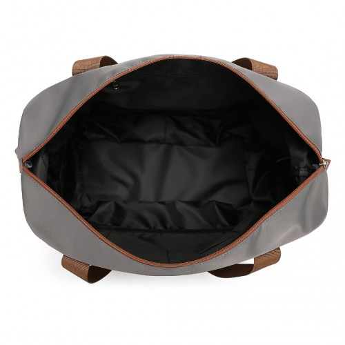 K1871-1L+EA2212 - Kono 6 Piece ABS Suitcase Set With 4 Wheel Design Including Vanity Case Weekend Bag And Toiletry Bag - Grey And Brown