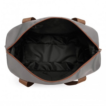 K1871-1L+EA2212 - Kono 6 Piece ABS Suitcase Set With 4 Wheel Design Including Vanity Case Weekend Bag And Toiletry Bag - Grey And Brown