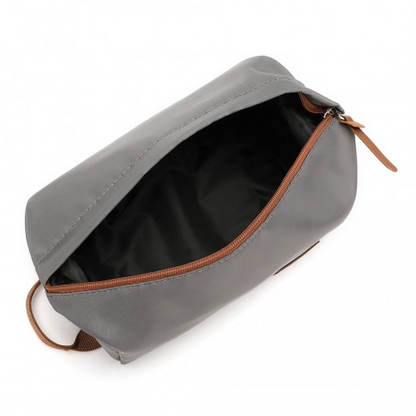 K1871-1L+EA2212 - Kono 6 Piece ABS Suitcase Set With 4 Wheel Design Including Vanity Case Weekend Bag And Toiletry Bag - Grey And Brown