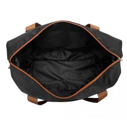 K1871-1L+EA2212 - Kono 6 Piece ABS Suitcase Set With 4 Wheel Design Including Vanity Case Weekend Bag And Toiletry Bag - Black And Brown