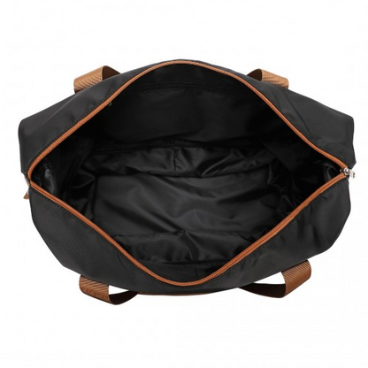 K1871-1L+EA2212 - Kono 6 Piece ABS Suitcase Set With 4 Wheel Design Including Vanity Case Weekend Bag And Toiletry Bag - Black And Brown