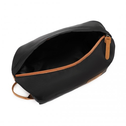 K1871-1L+EA2212 - Kono 6 Piece ABS Suitcase Set With 4 Wheel Design Including Vanity Case Weekend Bag And Toiletry Bag - Black And Brown