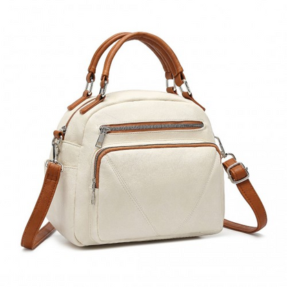 Miss Lulu Bowler Style Shoulder Bag - Beige And Brown | Stylish & Practical Handbag