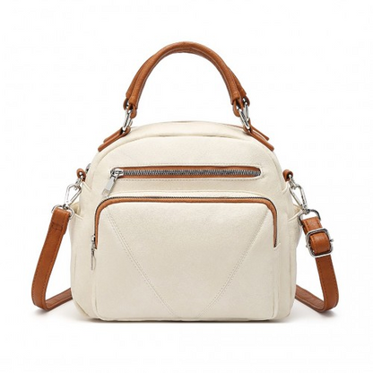 Miss Lulu Bowler Style Shoulder Bag - Beige And Brown | Stylish & Practical Handbag