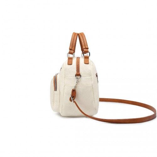 Miss Lulu Bowler Style Shoulder Bag - Beige And Brown | Stylish & Practical Handbag