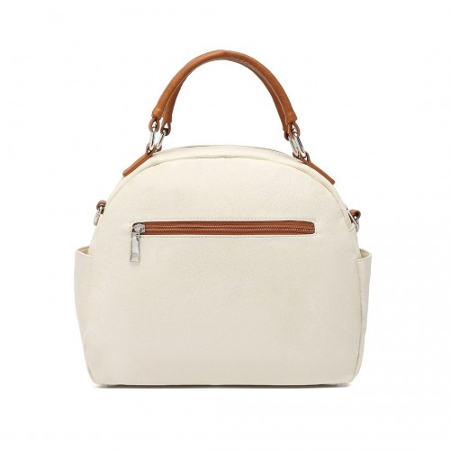 Miss Lulu Bowler Style Shoulder Bag - Beige And Brown | Stylish & Practical Handbag