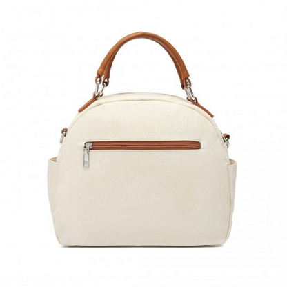 Miss Lulu Bowler Style Shoulder Bag - Beige And Brown | Stylish & Practical Handbag