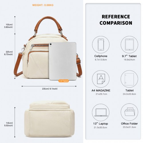 Miss Lulu Bowler Style Shoulder Bag - Beige And Brown | Stylish & Practical Handbag