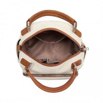 Miss Lulu Bowler Style Shoulder Bag - Beige And Brown | Stylish & Practical Handbag