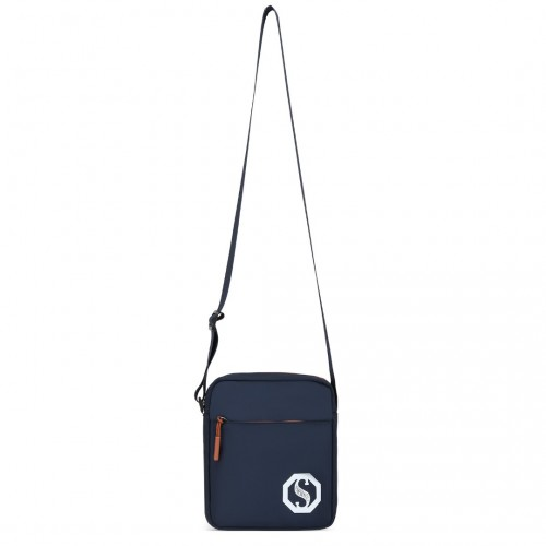 Kono Lightweight & Glow-in-the-Dark 3-Piece Laptop Backpack Set with Crossbody Bag and Pencil Case - Navy And Brown