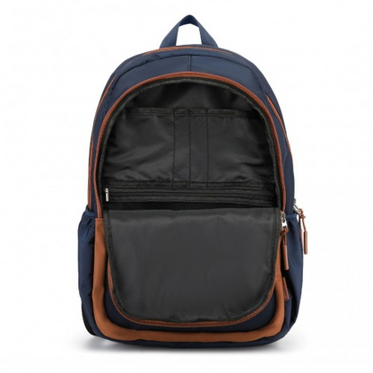 Kono Lightweight & Glow-in-the-Dark 3-Piece Laptop Backpack Set with Crossbody Bag and Pencil Case - Navy And Brown