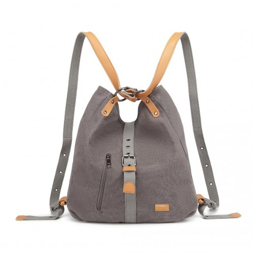 Kono Casual Canvas Dual-Use Bag - Large Capacity Shoulder Bag and Backpack - Grey