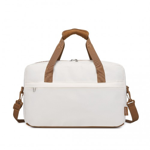 Kono Lightweight Water-Resistant Foldable Duffel Bag - Under Seat Travel Carry-on, Medium, Beige & Brown