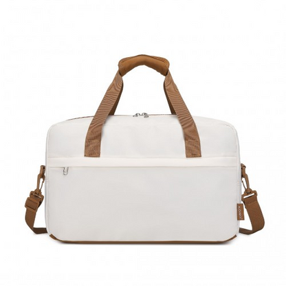 Kono Lightweight Water-Resistant Foldable Duffel Bag - Under Seat Travel Carry-on, Medium, Beige & Brown