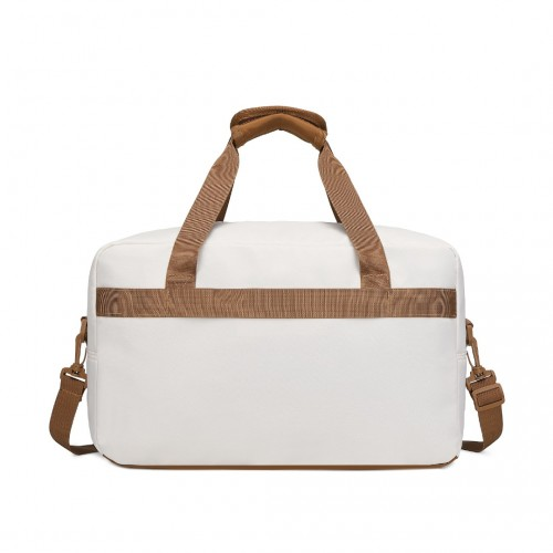 Kono Lightweight Water-Resistant Foldable Duffel Bag - Under Seat Travel Carry-on, Medium, Beige & Brown