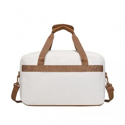 Kono Lightweight Water-Resistant Foldable Duffel Bag - Under Seat Travel Carry-on, Medium, Beige & Brown