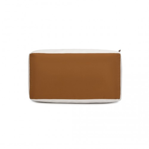 Kono Lightweight Water-Resistant Foldable Duffel Bag - Under Seat Travel Carry-on, Medium, Beige & Brown