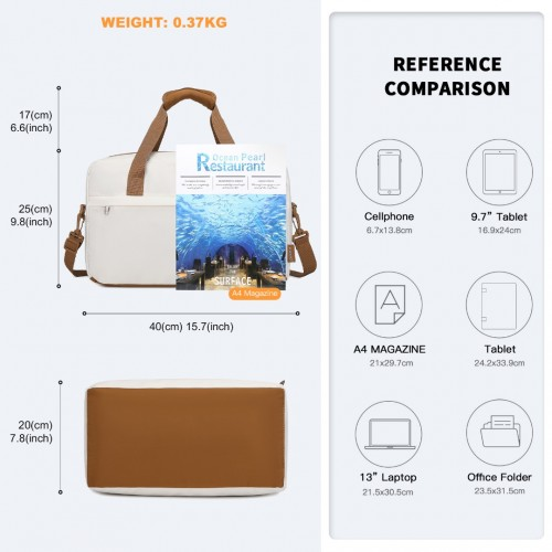 Kono Lightweight Water-Resistant Foldable Duffel Bag - Under Seat Travel Carry-on, Medium, Beige & Brown