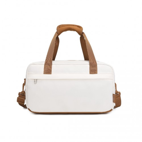 Kono Lightweight Water-Resistant Foldable Under Seat Travel Duffel Bag - Small, Beige And Brown