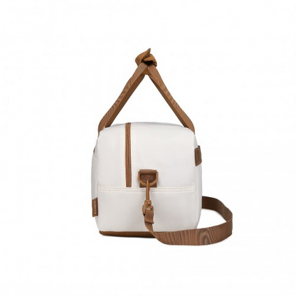 Kono Lightweight Water-Resistant Foldable Under Seat Travel Duffel Bag - Small, Beige And Brown