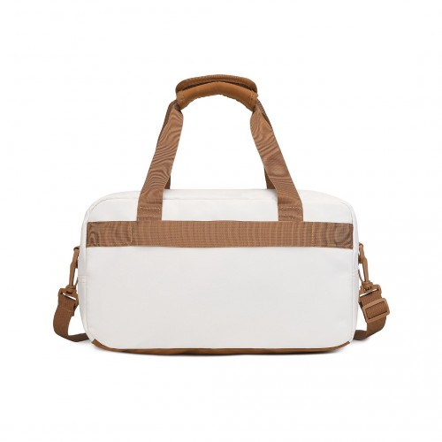 Kono Lightweight Water-Resistant Foldable Under Seat Travel Duffel Bag - Small, Beige And Brown