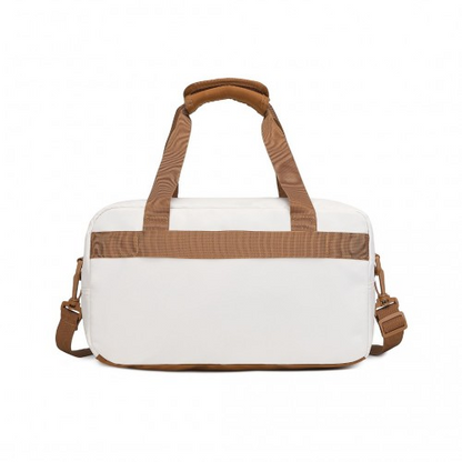 Kono Lightweight Water-Resistant Foldable Under Seat Travel Duffel Bag - Small, Beige And Brown