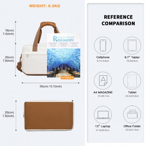 Kono Lightweight Water-Resistant Foldable Under Seat Travel Duffel Bag - Small, Beige And Brown