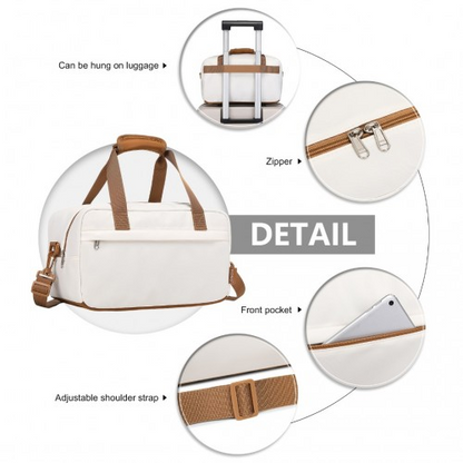 Kono Lightweight Water-Resistant Foldable Under Seat Travel Duffel Bag - Small, Beige And Brown