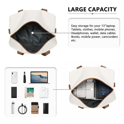 Kono Lightweight Water-Resistant Foldable Under Seat Travel Duffel Bag - Small, Beige And Brown