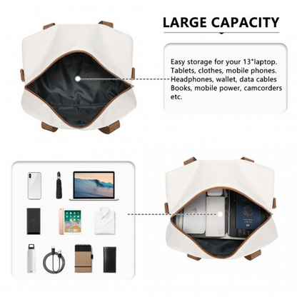 Kono Lightweight Water-Resistant Foldable Under Seat Travel Duffel Bag - Small, Beige And Brown