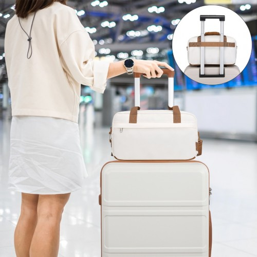 Kono Lightweight Water-Resistant Foldable Under Seat Travel Duffel Bag - Small, Beige And Brown