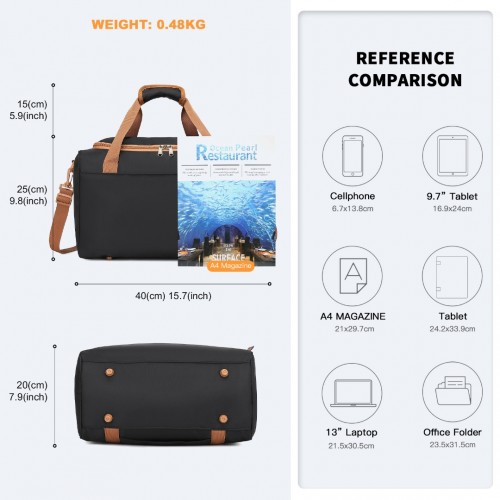 Kono Spacious Travel Storage Bag Handbag - Black And Brown | Ideal for Modern Travelers