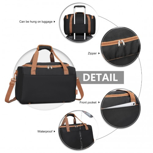Kono Spacious Travel Storage Bag Handbag - Black And Brown | Ideal for Modern Travelers