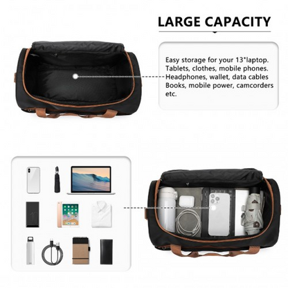 Kono Spacious Travel Storage Bag Handbag - Black And Brown | Ideal for Modern Travelers