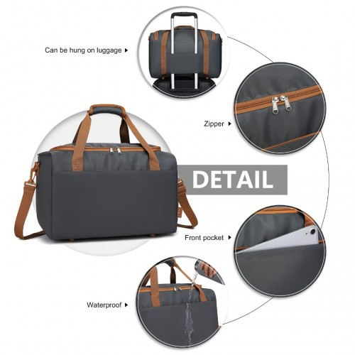 Kono Spacious Travel Storage Bag Handbag - Grey And Brown - Perfect for Modern Travelers