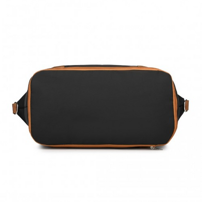 Expandable 36L Water-Resistant Travel Tote Set with Cosmetic Pouch - Versatile Black & Brown Carry-On Duffel Bag