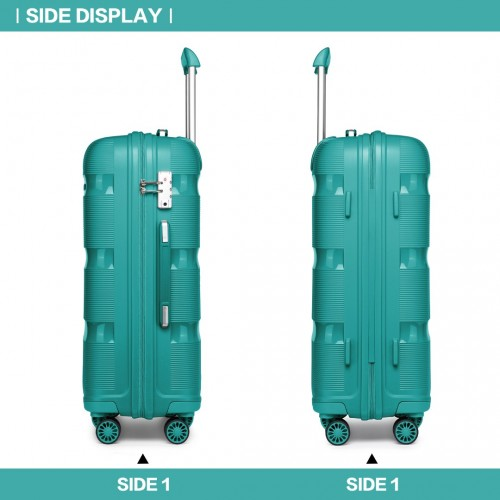 Kono 24 Inch Bright Hard Shell PP Suitcase - Classic Blue/Green Collection