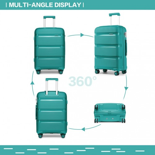 K2092L - Kono 28 Inch Bright Hard Shell PP Suitcase - Classic Collection - Blue/Green