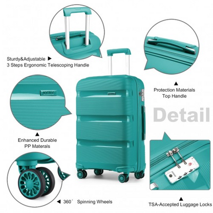 K2092L - Kono 28 Inch Bright Hard Shell PP Suitcase - Classic Collection - Blue/Green