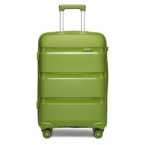 Kono 24 Inch Bright Hard Shell PP Suitcase - Classic Collection - Green