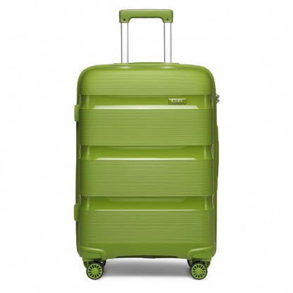 Kono 24 Inch Bright Hard Shell PP Suitcase - Classic Collection - Green