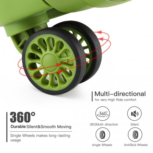 Kono 24 Inch Bright Hard Shell PP Suitcase - Classic Collection - Green