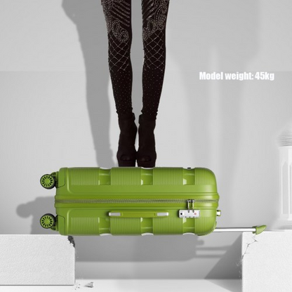Kono 24 Inch Bright Hard Shell PP Suitcase - Classic Collection - Green