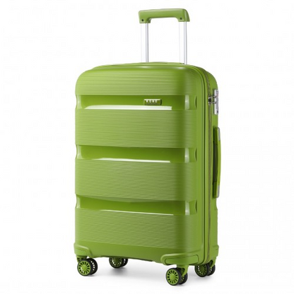 Kono 20" Bright Green Hard Shell PP Carry-On Suitcase, Cabin Size
