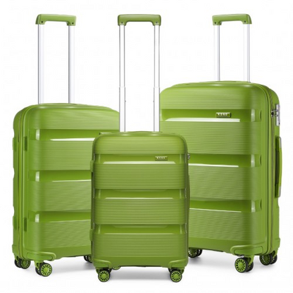 K2092L - Kono Bright Hard Shell PP Suitcase 3 Pieces Set - Classic Collection - Green